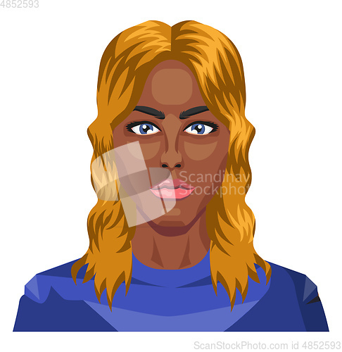 Image of Beautiful african girl with blonde hair illustration vector on w