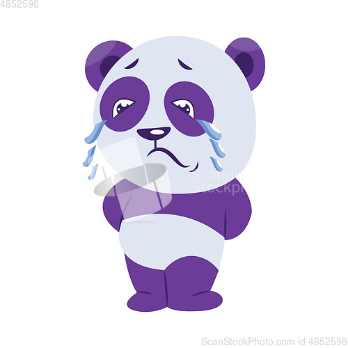Image of Sad purple and white panda crying vector illustration on a white