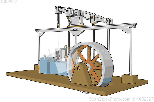 Image of Machine Steam engine vector or color illustration