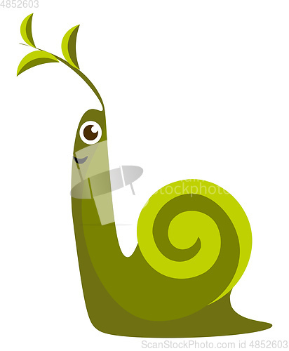 Image of Snail with leaves vector or color illustration