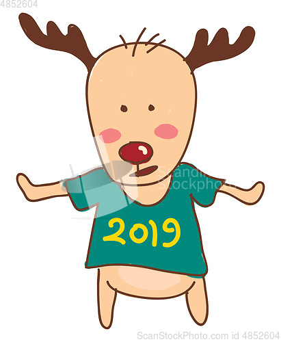 Image of A deer wearing tshirt vector or color illustration