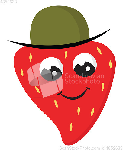 Image of strawberry with hat vector or color illustration