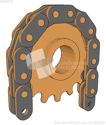 Image of 3D vector illustration of  a free wheel and chain white backgrou