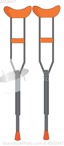 Image of A pair of orange crutches vector or color illustration