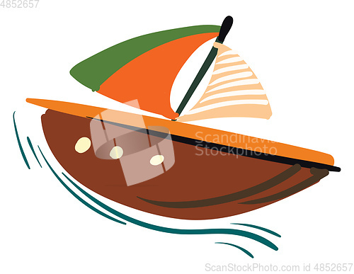 Image of Painting of colorful sailing boat vector or color illustration