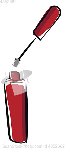 Image of A red bottle of mascara vector or color illustration