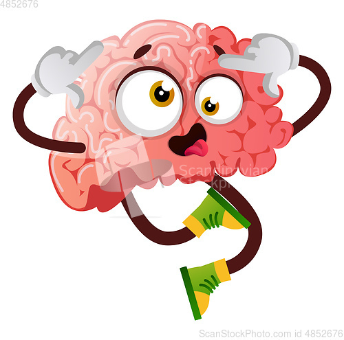 Image of Brain is acting silly, illustration, vector on white background.