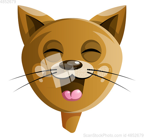 Image of Brown cartoon happy cat vector illustartion on white background