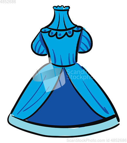 Image of A showcase blue-colored frock for girl children vector or color 