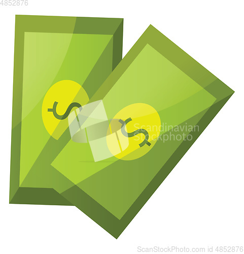 Image of Two dollar bills vector illustration on a white background