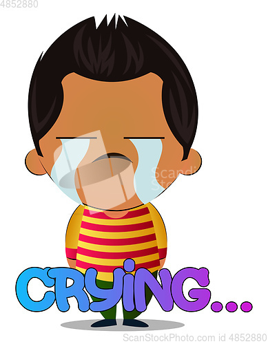 Image of Boy is crying, illustration, vector on white background.
