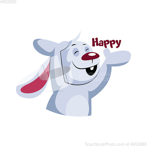 Image of Happy white rabbit vector illustration on a white background