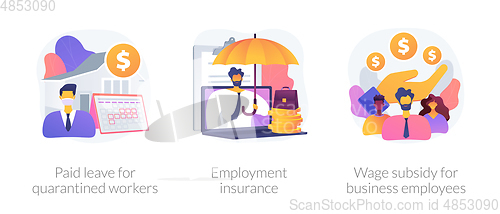 Image of Governmental support for quarantined worker abstract concept vector illustrations.