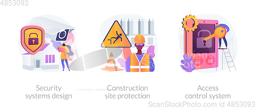 Image of Construction security services abstract concept vector illustrations.