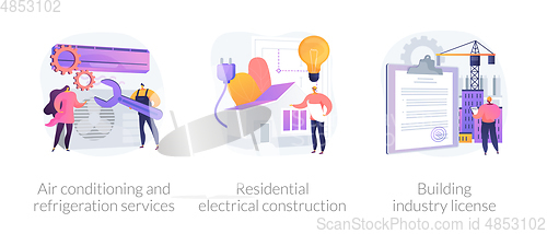 Image of Builder contractor services abstract concept vector illustrations.