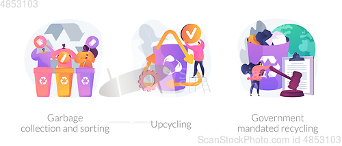 Image of Waste collection and recycling problems abstract concept vector illustrations.