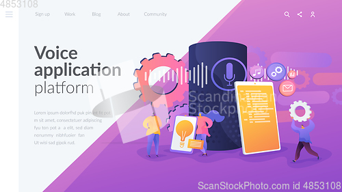 Image of Smart speaker apps development landing page template.