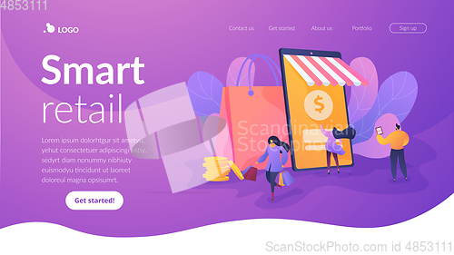 Image of Smart retail in smart city landing page template.