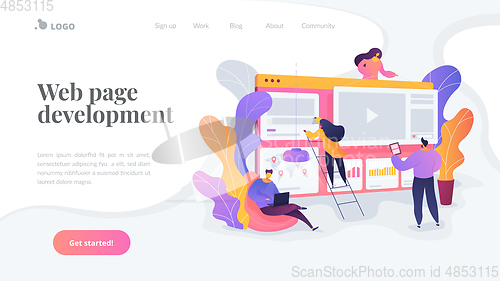 Image of WEB development landing page template.