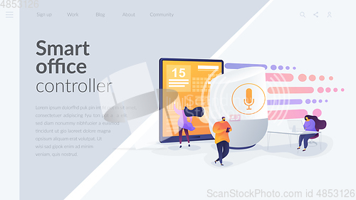 Image of Smart speaker office controller landing page template.