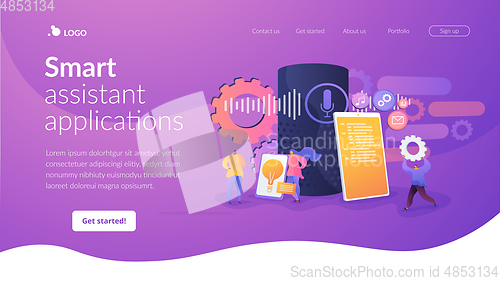 Image of Smart speaker apps development landing page template.