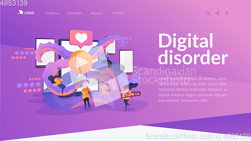Image of Smartphone addiction landing page template.