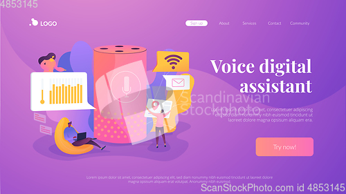 Image of Smart speaker office controller landing page template.