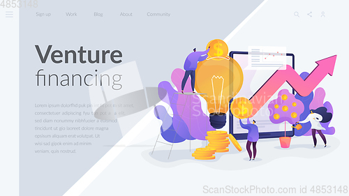Image of Venture investment landing page template.