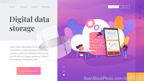 Image of Cloud storage landing page template.