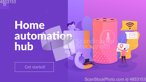 Image of Smart speaker office controller landing page template.