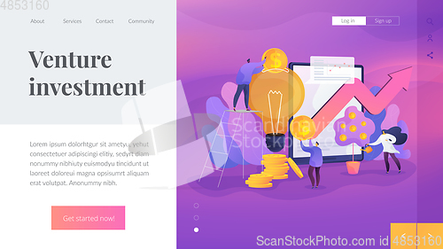Image of Venture investment landing page template.