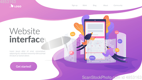 Image of Front end development it landing page template.