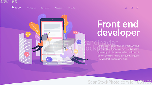Image of Front end development it landing page template.
