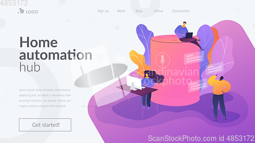 Image of Smart speaker office controller landing page template.
