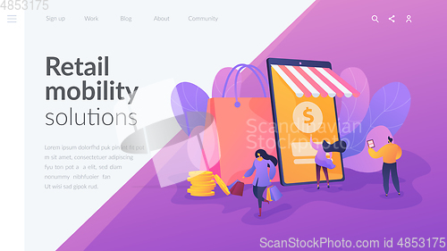 Image of Smart retail in smart city landing page template.