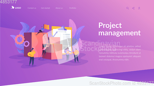 Image of Project management landing page template.
