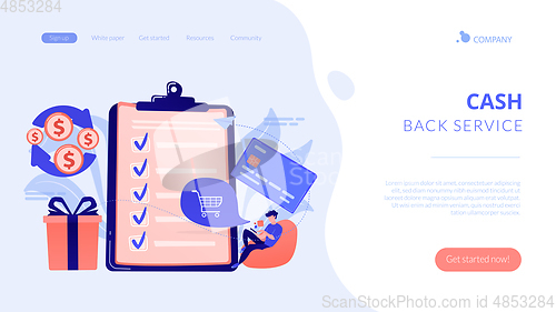 Image of Cash back concept landing page.