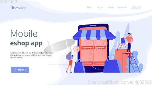 Image of Mobile based marketplace concept landing page.