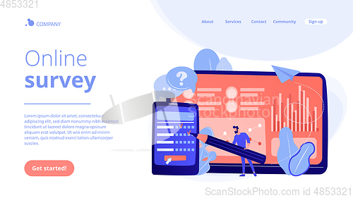 Image of Online survey concept landing page.