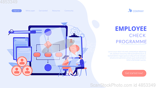 Image of Employee assessment software concept landing page.