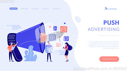 Image of Push advertising concept landing page.