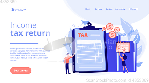 Image of Tax form concept landing page.