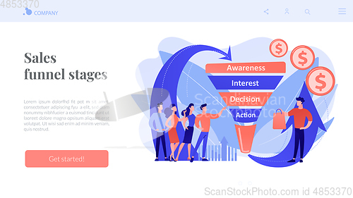 Image of Sales funnel management concept landing page.