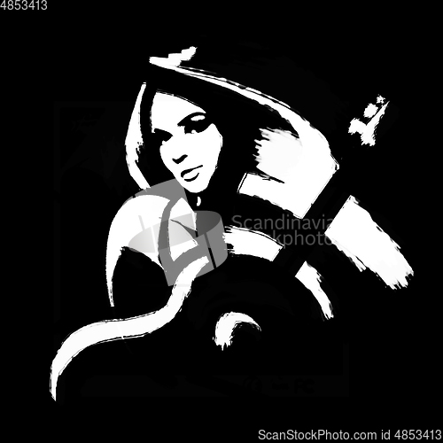 Image of woman with guitar illustration