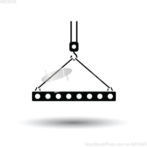 Image of Icon of slab hanged on crane hook by rope slings 