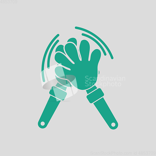 Image of Football fans clap hand toy icon