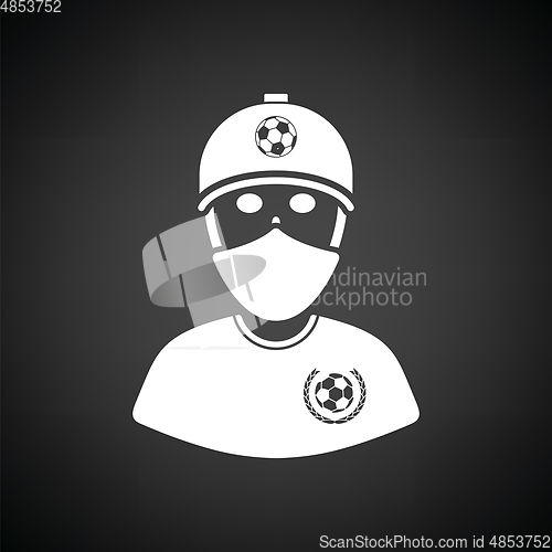 Image of Football fan with covered  face by scarf icon