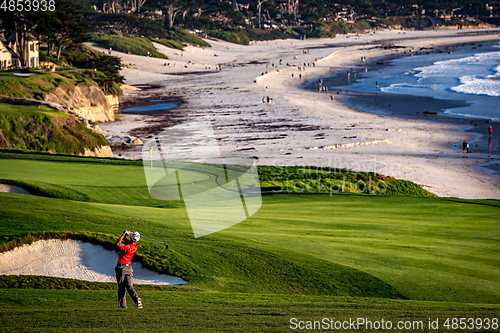 Image of Pebble Beach golf course, Monterey, California, usa