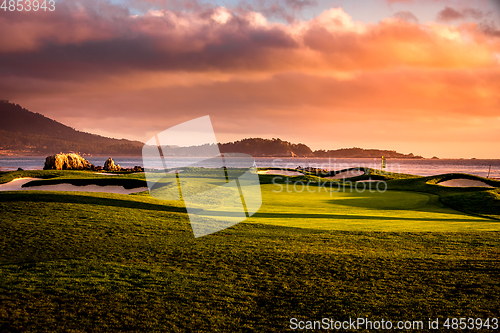 Image of Pebble Beach golf course, Monterey, California, usa