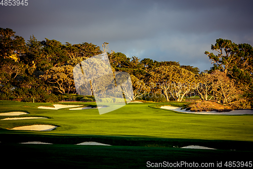 Image of Pebble Beach golf course, Monterey, California, usa